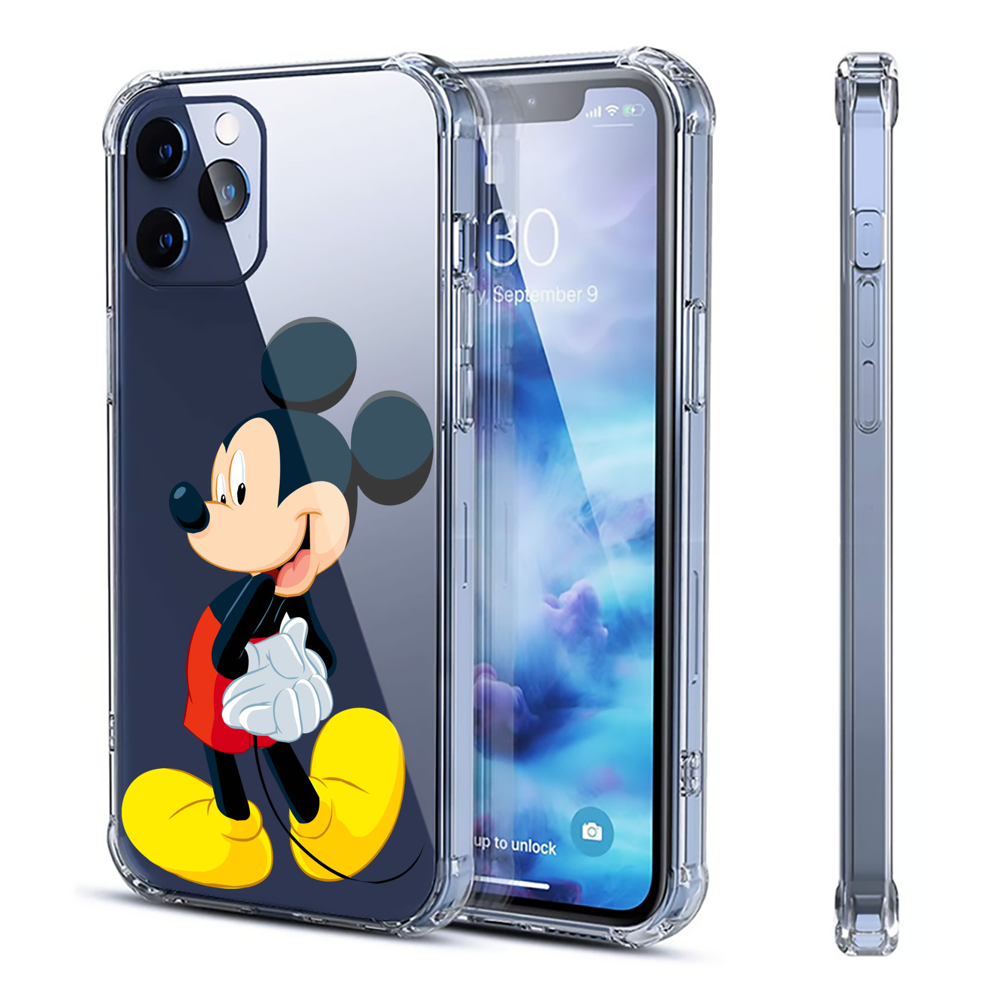 （画像用） ミッキーマウス Mickey Mouse 【iPhone 12シリーズ対応】透明スマホケース（クリアソフトケース）
